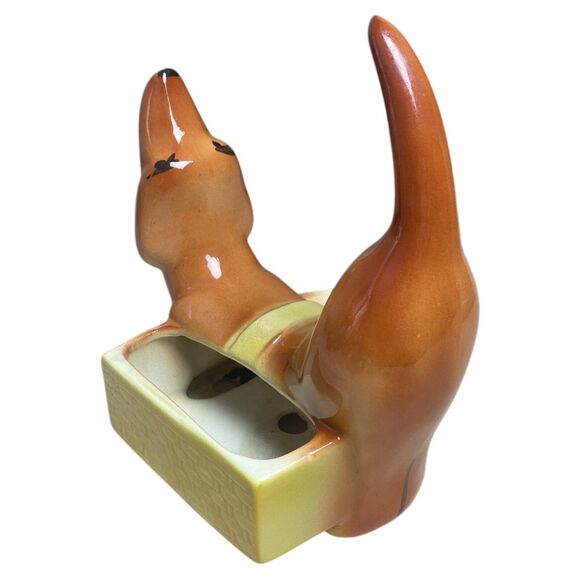 VTG A.L. Hirsch Dachshund Ceramic Planter Ashtray Mid-Century Brown Dog Figuine - Picture 3 of 10